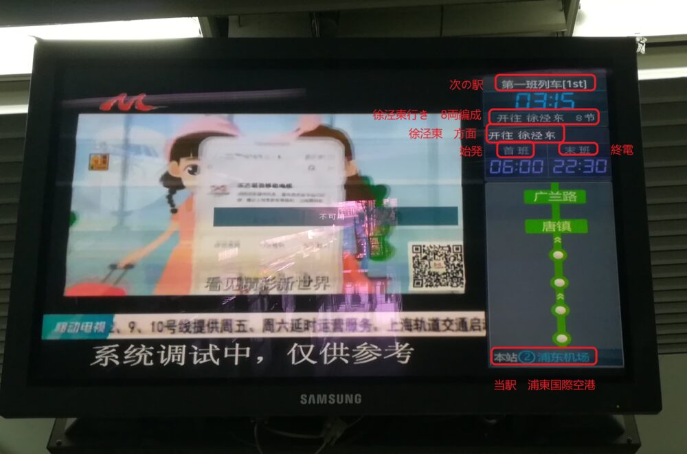 浦東国際空港の電光掲示板の写真